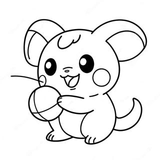 Pagina Para Colorear De Un Lindo Raichu Jugando Con Una Pelota 4872-3917