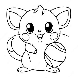 Pagina Para Colorear De Un Lindo Raichu Jugando Con Una Pelota 4872-3919