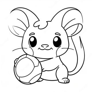 Pagina Para Colorear De Un Lindo Raichu Jugando Con Una Pelota 4872-3920