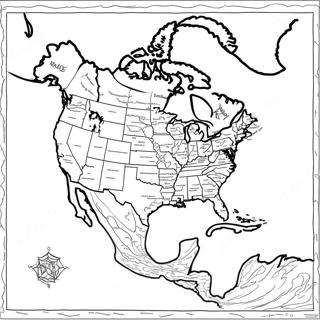 Pagina Para Colorear Del Mapa Detallado De America Del Norte 48805-40557