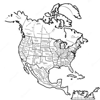 Pagina Para Colorear Del Mapa Detallado De America Del Norte 48805-40558