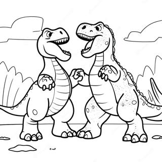 Pagina Para Colorear De La Epica Batalla Entre Giganotosaurus Y T Rex 48834-40566