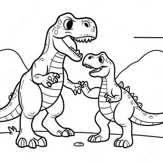 Pagina Para Colorear De La Epica Batalla Entre Giganotosaurus Y T Rex 48834-40567