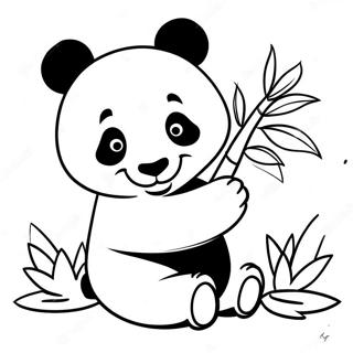 Pagina Para Colorear De Un Lindo Panda Jugando Con Bambu 48875-40598