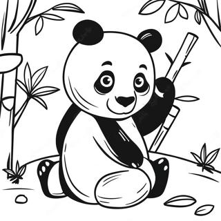 Pagina Para Colorear De Un Lindo Panda Jugando Con Bambu 48875-40599