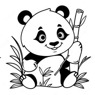 Pagina Para Colorear De Un Lindo Panda Jugando Con Bambu 48875-40600