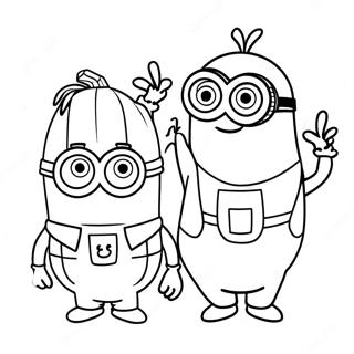 Pagina Para Colorear De Divertidos Minions Con Calabazas 48935-40652