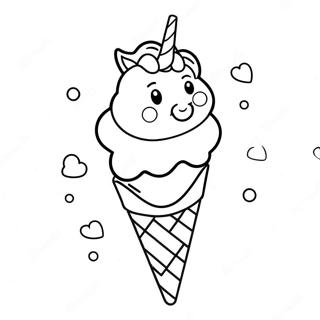 Pagina Para Colorear De Un Unicornio Con Cono De Helado 48984-40687