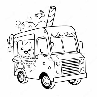 Pagina Para Colorear De Un Camion De Helados De Unicornio Brillante 48985-40693