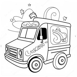 Pagina Para Colorear De Un Camion De Helados De Unicornio Brillante 48985-40696