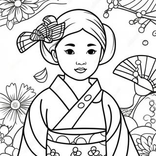 Chica Japonesa Páginas Para Colorear