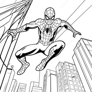 Pagina Para Colorear De Spider Man Balanceandose Por La Ciudad 49045-40740