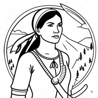 Pagina Para Colorear De Sacagawea Valiente Con Brujula 49175-40843