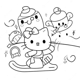 Pagina Para Colorear De Hello Kitty Patinando Sobre Hielo Con Amigos 49205-40865