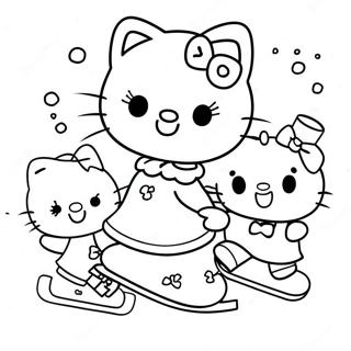 Pagina Para Colorear De Hello Kitty Patinando Sobre Hielo Con Amigos 49205-40868