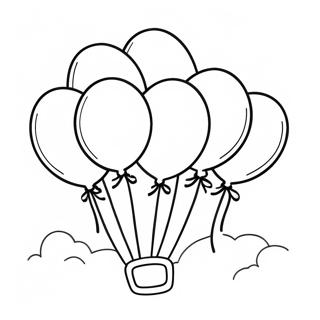 Pagina Para Colorear De Un Paquete De Globos Coloridos 492-396