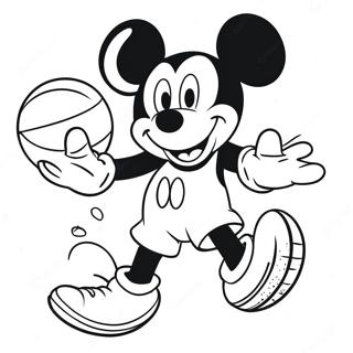 Pagina Para Colorear De Mickey Mouse Encestando Un Balon De Baloncesto 49355-40990