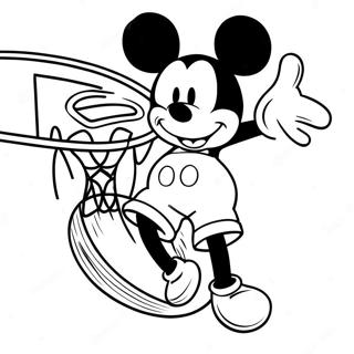 Pagina Para Colorear De Mickey Mouse Encestando Un Balon De Baloncesto 49355-40991