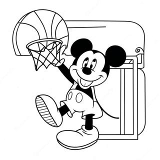 Pagina Para Colorear De Mickey Mouse Encestando Un Balon De Baloncesto 49355-40992