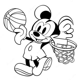 Pagina Para Colorear De Mickey Mouse Encestando Un Balon De Baloncesto 49355-41187