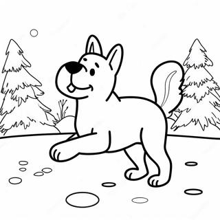 Pagina Para Colorear De Un Perro De Invierno Jugando En La Nieve 49384-41004