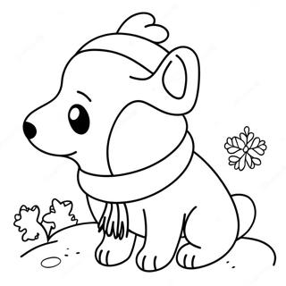 Pagina Para Colorear De Un Perro De Invierno Adorable Con Bufanda 49385-41007