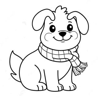 Pagina Para Colorear De Un Perro De Invierno Adorable Con Bufanda 49385-41008