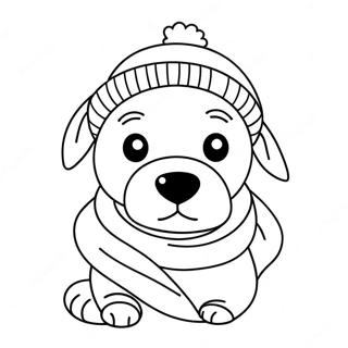 Pagina Para Colorear De Un Perro De Invierno Adorable Con Bufanda 49385-41200