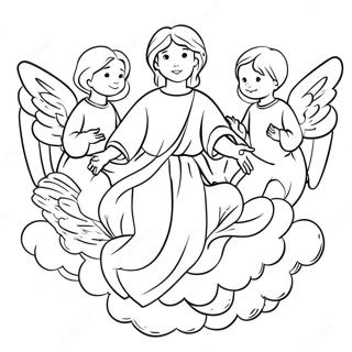 Pagina Para Colorear De Angeles Celestiales Rodeando A Jesus 49435-41042