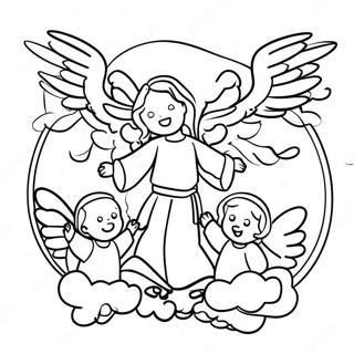 Pagina Para Colorear De Angeles Celestiales Rodeando A Jesus 49435-41044