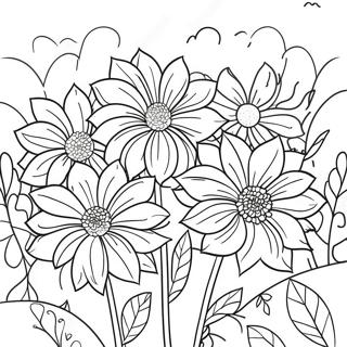 Pagina Para Colorear De Un Hermoso Jardin De Dalias 49565-41146