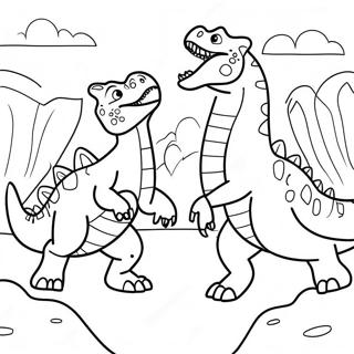 Pagina Para Colorear De Dinosaurios Luchando En La Arena 49804-41539