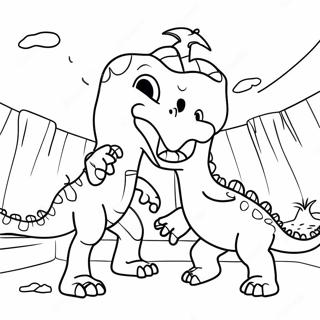 Pagina Para Colorear De Dinosaurios Luchando En La Arena 49804-41540