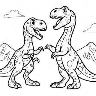 Pagina Para Colorear De Batalla T Rex Vs Velociraptor 49805-41550