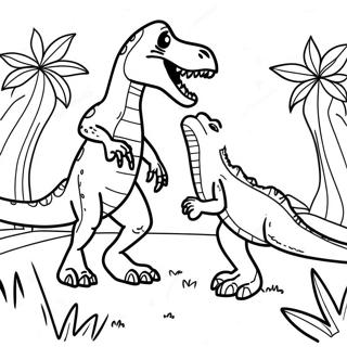 Pagina Para Colorear De Batalla T Rex Vs Velociraptor 49805-41551