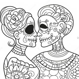 Pagina Para Colorear De Calaveras De Azucar Para Parejas 50004-41700