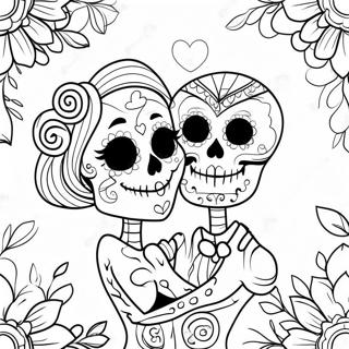 Pagina Para Colorear De Calaveras De Azucar Romanticas Para Parejas 50005-41705