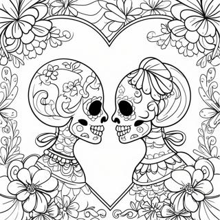 Pagina Para Colorear De Calaveras De Azucar Romanticas Para Parejas 50005-41708