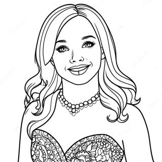 Pagina Para Colorear De Dove Cameron En Un Vestido Brillante 50055-41751