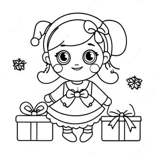 Pagina Para Colorear De Nina Navidena Adorable Con Regalos 50145-41820