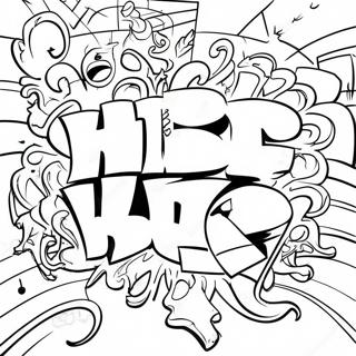 Pagina Para Colorear De La Pared De Graffiti Hip Hop Colorido 50195-41860