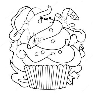 Cupcake De Halloween Páginas Para Colorear