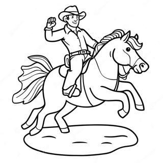 Pagina Para Colorear De Vaquero Montando Un Caballo Salvaje 5033-4039