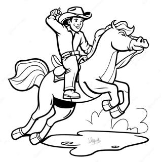 Pagina Para Colorear De Vaquero Montando Un Caballo Salvaje 5033-4040