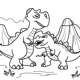 Pagina Para Colorear Batalla T Rex Vs Triceratops 50365-41996