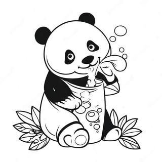 Panda Bebiendo Boba Páginas Para Colorear