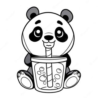 Panda Bebiendo Boba Páginas Para Colorear