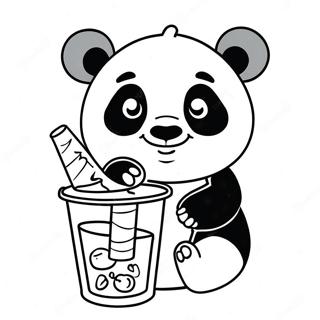 Pagina Para Colorear De Un Lindo Panda Disfrutando De Boba 50385-42006