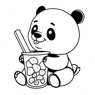 Pagina Para Colorear De Un Lindo Panda Disfrutando De Boba 50385-42007