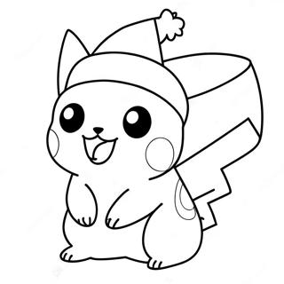 Pagina Para Colorear De Pikachu Con Gorro De Santa 5053-4054